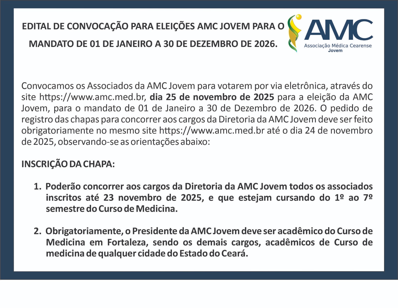 Eleições AMC Jovem – Edital de Convocação